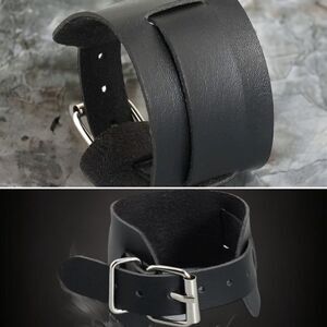 Men’s l Basic Black l Leather Wristband l New